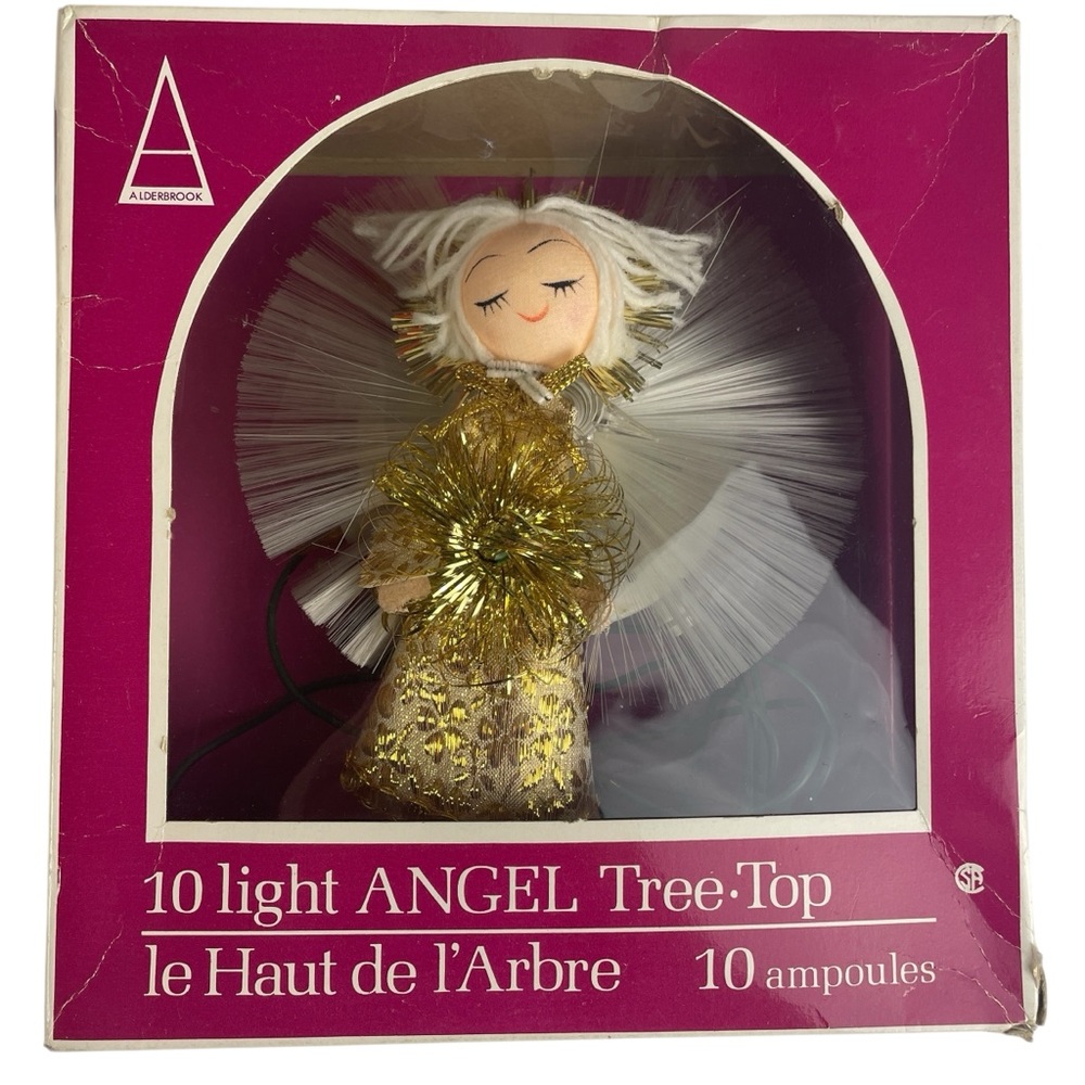 Alderbrook Vintage 10 Light Gold Angel Christmas Tree Topper
